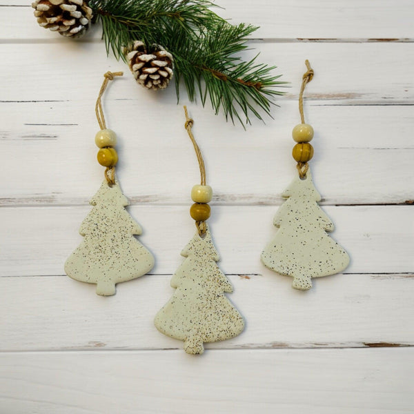 Christmas Tree Shaped Ornament Handmade from Clay & Nova Scotia Beach Sand - Sassy Sacha Jewelry