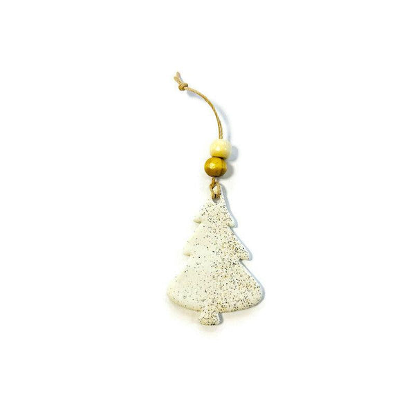 Christmas Tree Shaped Ornament Handmade from Clay & Nova Scotia Beach Sand - Sassy Sacha Jewelry