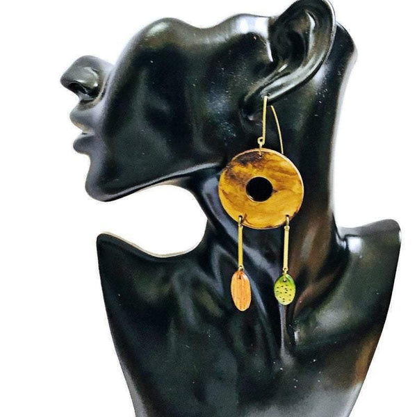 Clay Statement Earrings in Mixed Metal Color - Sassy Sacha Jewelry