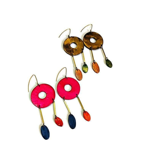 Clay Statement Earrings in Mixed Metal Color - Sassy Sacha Jewelry