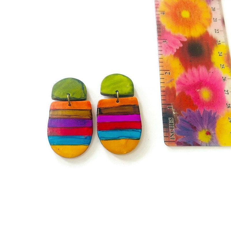 Colorful Clip On Earrings with Stripes - Sassy Sacha Jewelry