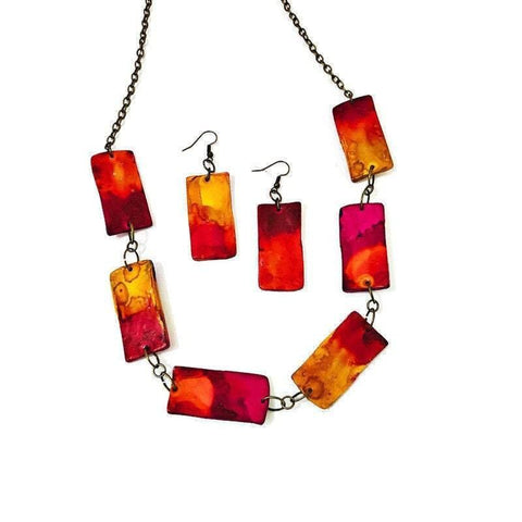 Colorful Ombre Style Necklace & Earring Set - Sassy Sacha Jewelry