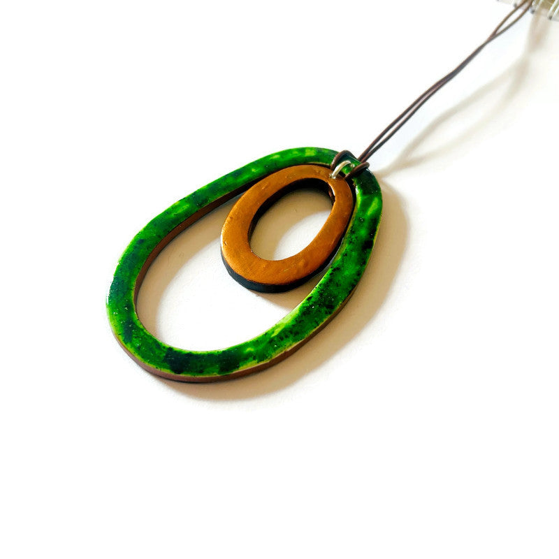 Double Open Oval Pendant Necklace Handmade