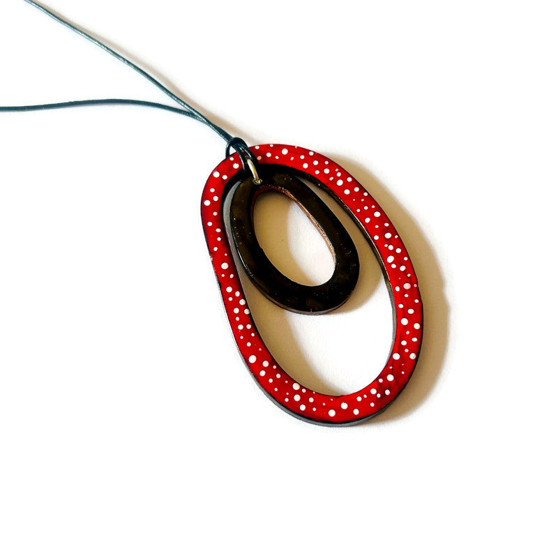 Double Open Oval Pendant Necklace Handmade