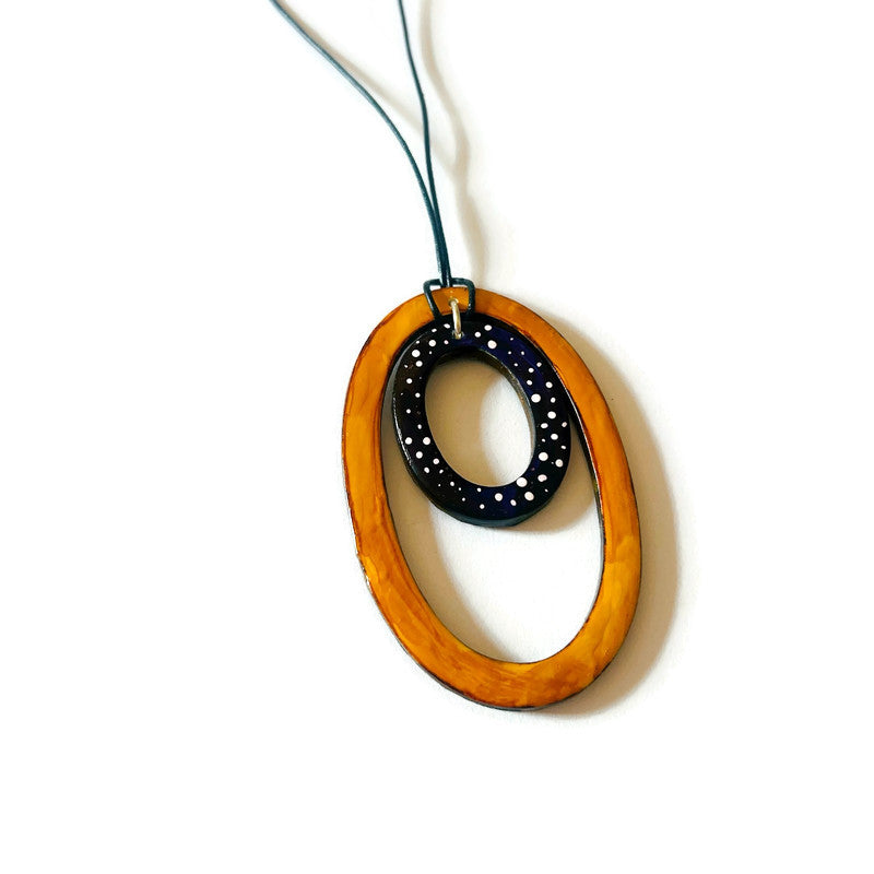 Double Open Oval Pendant Necklace Handmade