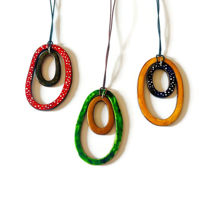 Double Open Oval Pendant Necklace Handmade