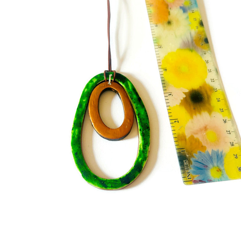 Double Open Oval Pendant Necklace Handmade