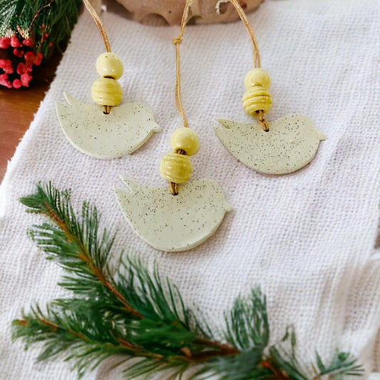 Dove Christmas Ornament Handmade from Clay & Nova Scotia Beach Sand - Sassy Sacha Jewelry