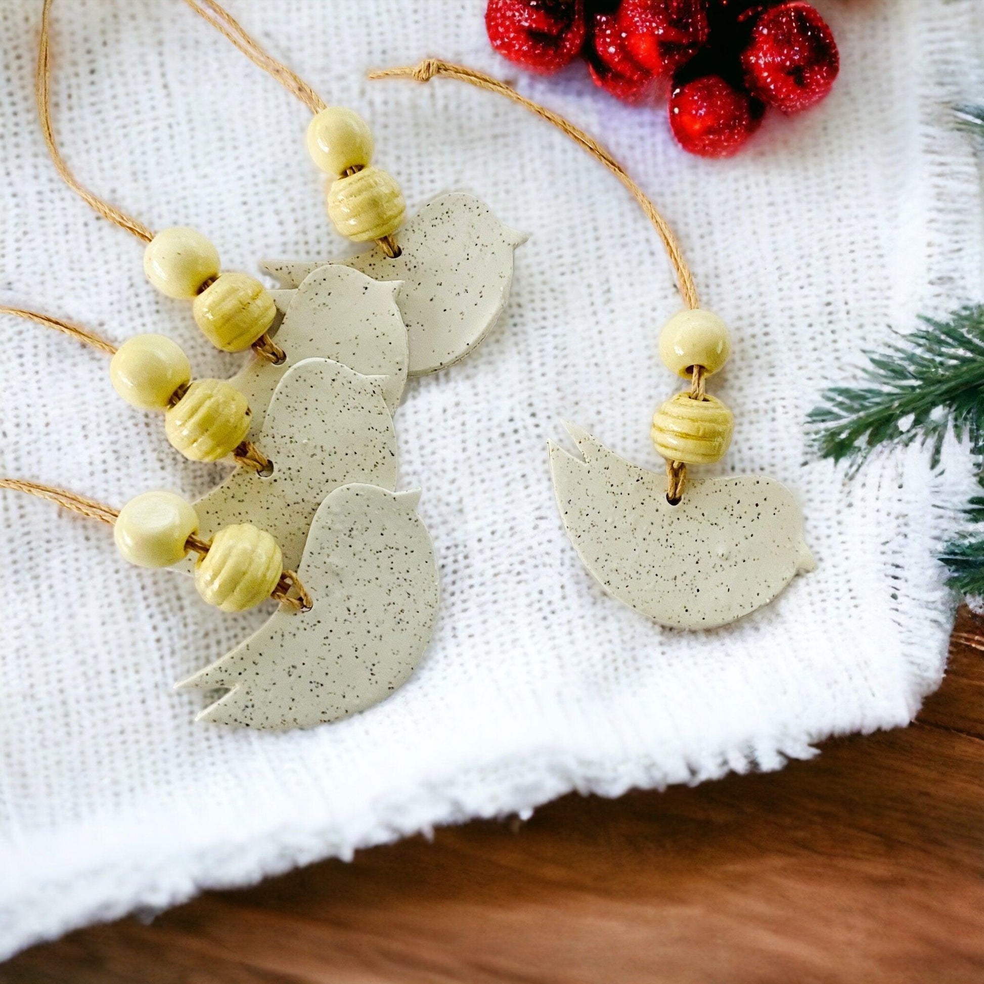 Dove Christmas Ornament Handmade from Clay & Nova Scotia Beach Sand - Sassy Sacha Jewelry