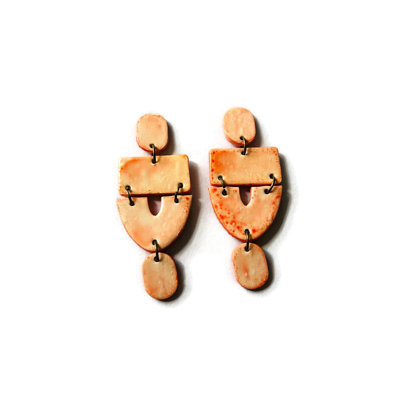 Extra Large Red Clip On Earrings Handmade "Lee"
