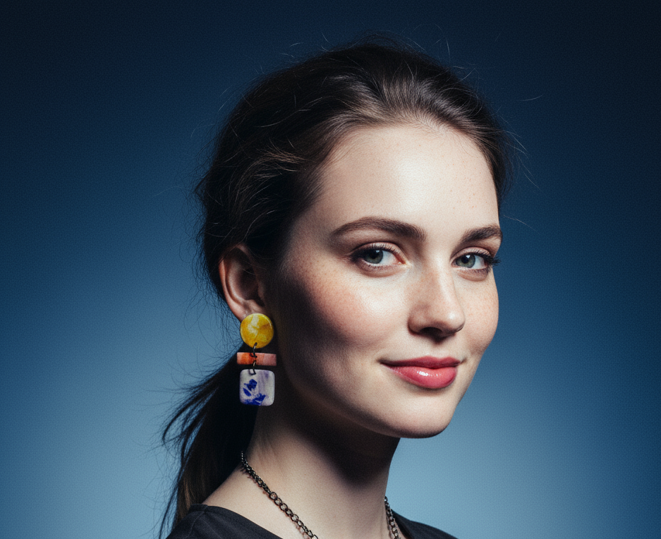 Pastel Jewelry Set with Geometric Necklace & Statement Earrings