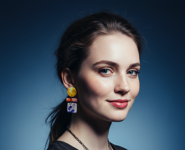 Pastel Jewelry Set with Geometric Necklace & Statement Earrings