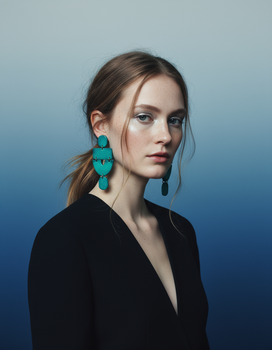 Long Turquoise Statement Clip On Earrings- "Lee"