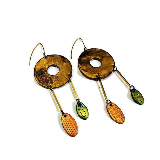 Extra Large Earthy Dangle Earrings Handmade - Sassy Sacha Jewelry