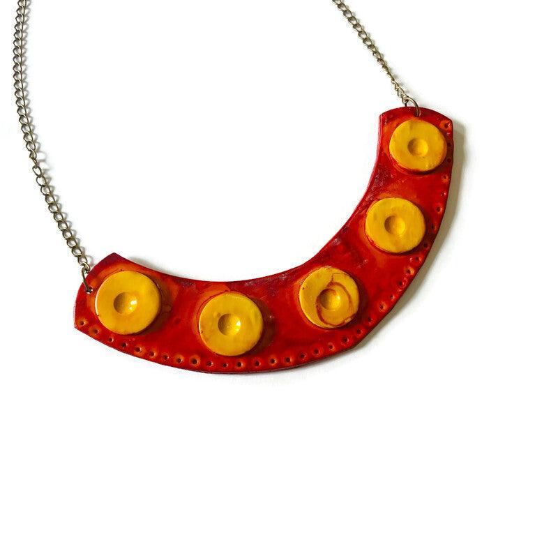 Extra Large Statement Necklace in Burnt Orange, Yellow - Sassy Sacha Jewelry