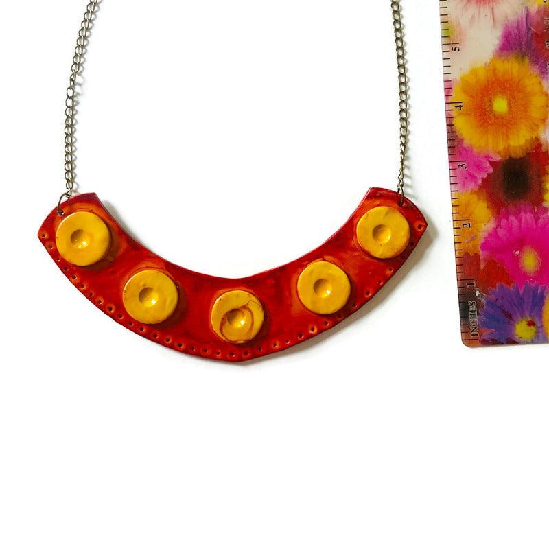 Extra Large Statement Necklace in Burnt Orange, Yellow - Sassy Sacha Jewelry