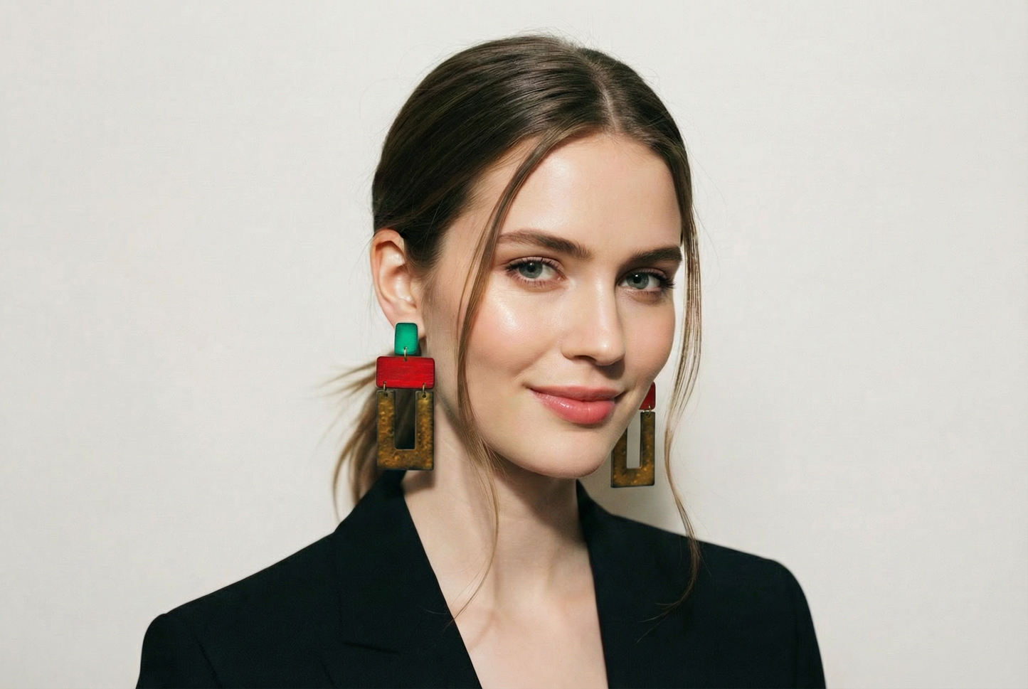 Big Open Rectangle Statement Earrings, Post or Clip On Earrings- "Bev"