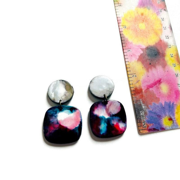 Fluid Art Jewelry Set Handmade from Clay & Painted with Alcohol Ink - Sassy Sacha Jewelry