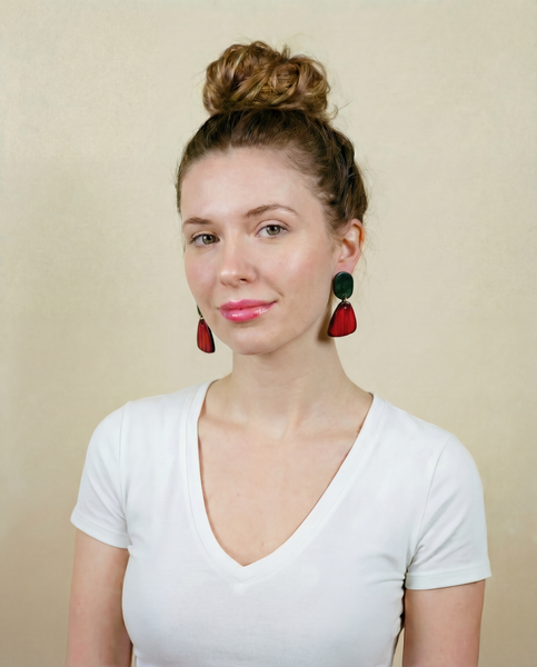 Small Yellow & Pink Earrings Post or Clip On