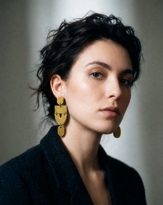 Long Gold Clip On Earrings Handmade
