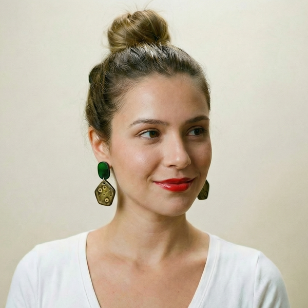 Cute Clay Stud Earrings Painted in Two Colors