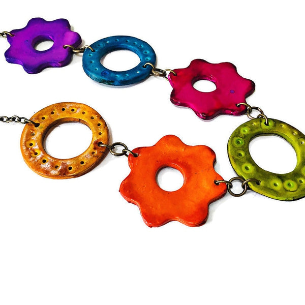 Colorful Floral Statement Necklace Handmade