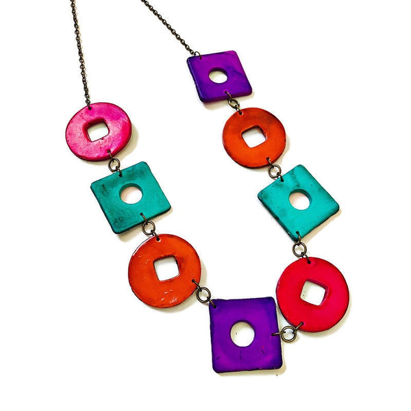 Long Chunky Beaded Necklace Handmade in Bright Bold Colors