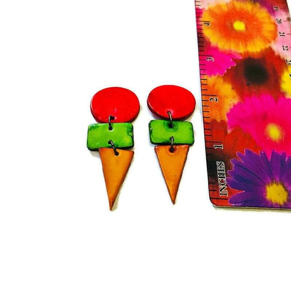 Bold Quirky Earrings, Colorful Jewelry for Easter Spring, Polymer Clay Earrings Painted with Geometric Design, Mothers Day Gift for Mom - Sassy Sacha Jewelry