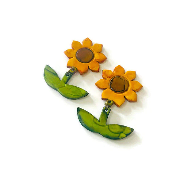Large Sunflower Clip On Earrings Handmade