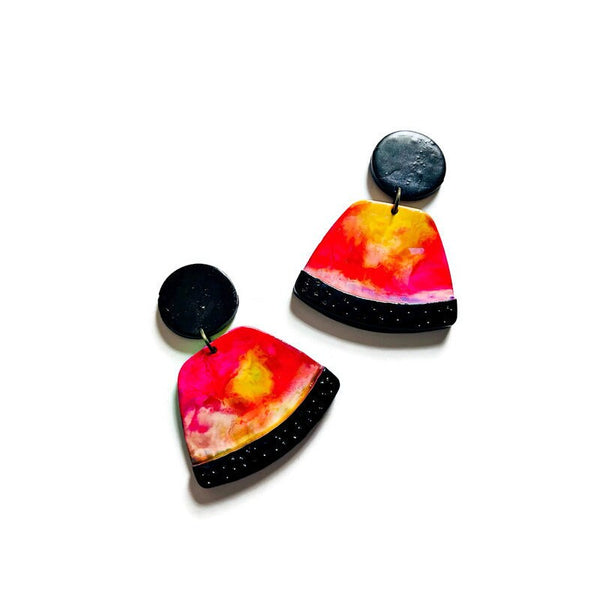 Vibrant Statement Earrings Handmade from Clay & Alcohol Ink