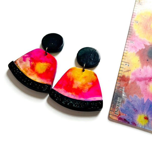 Vibrant Statement Earrings Handmade from Clay & Alcohol Ink