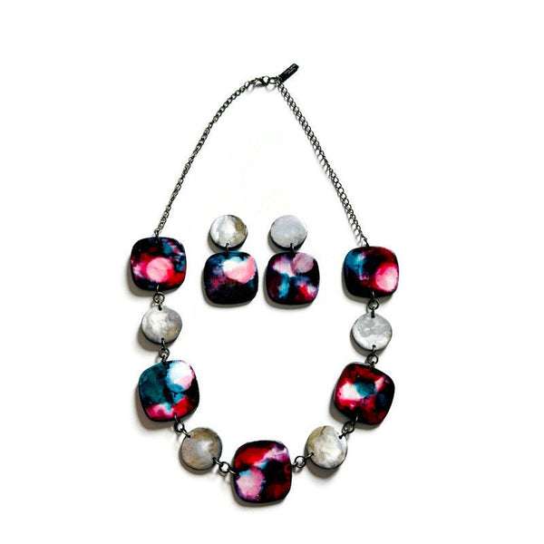 Modern Clip On Earrings in Painted Abstract Style