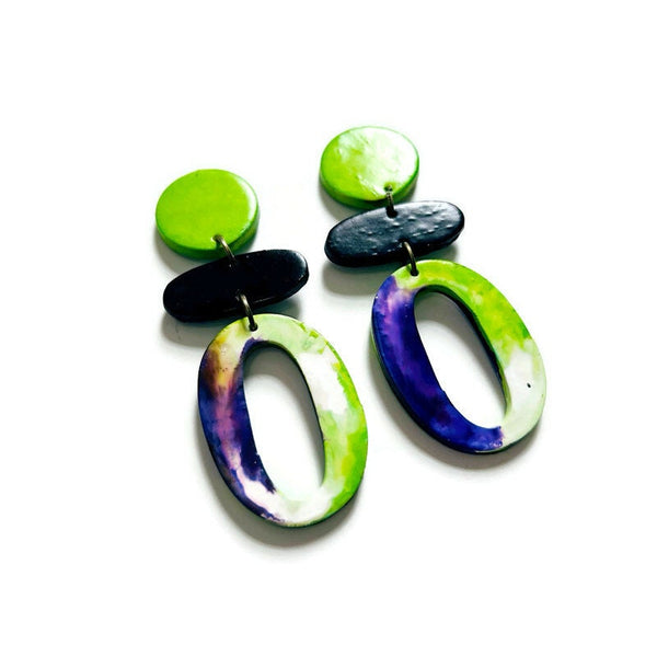 Purple & Neon Green Statement Jewelry Set