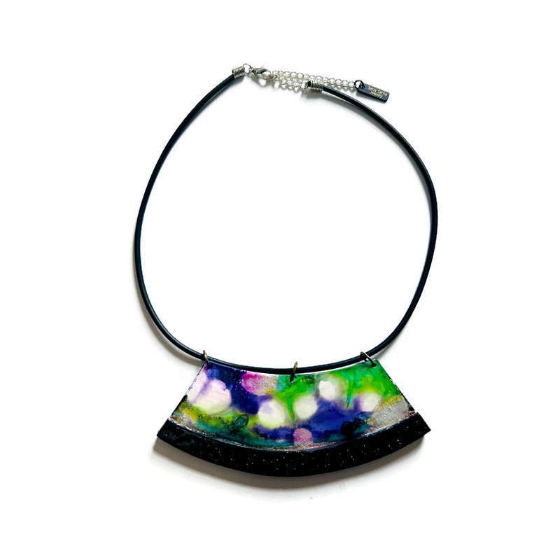 Vibrant Statement Bib Necklace on Adjustable Rubber Cord