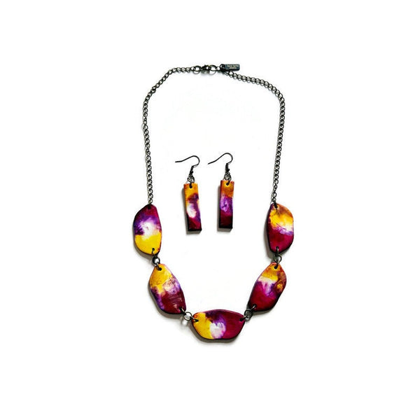 Painted Beaded Necklace Handmade from Polymer Clay