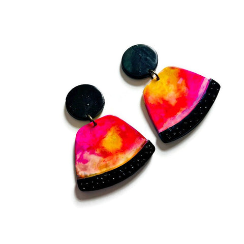 Vibrant Statement Earrings Handmade from Clay & Alcohol Ink