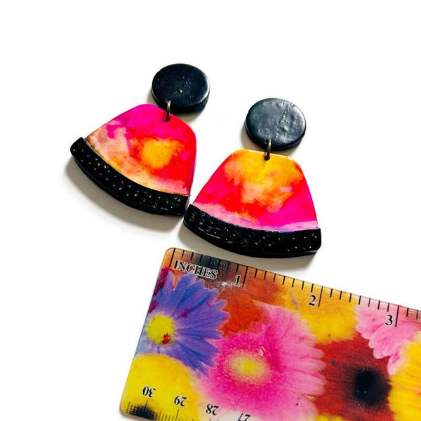 Vibrant Statement Earrings Handmade from Clay & Alcohol Ink