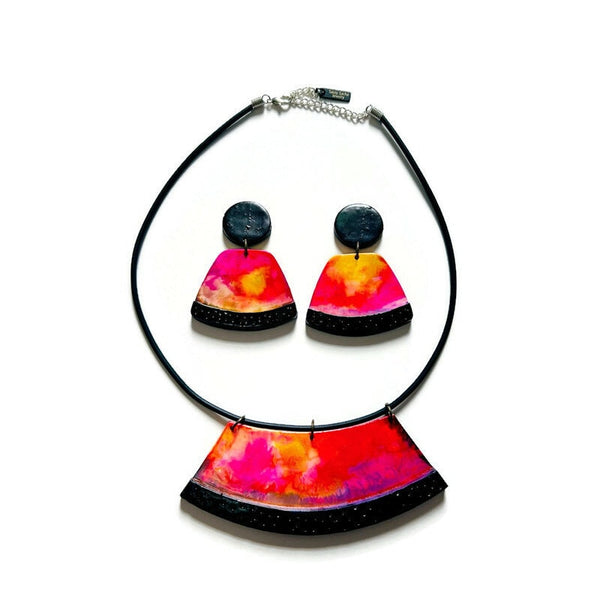 Vibrant Statement Earrings Handmade from Clay & Alcohol Ink