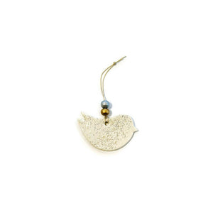 White Dove Ornament with Silver & Gold Glitter