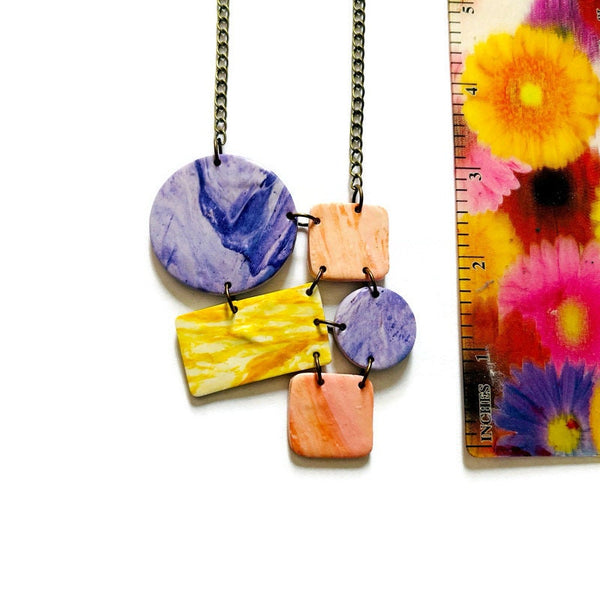 Geometric Statement Necklace with Pastel Aesthetic