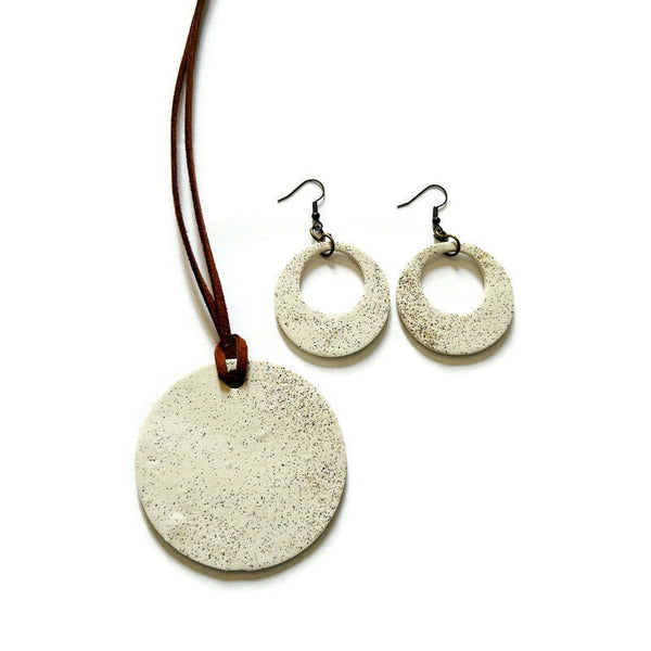 Beach Sand & Clay Hoop Dangle Earrings Handmade