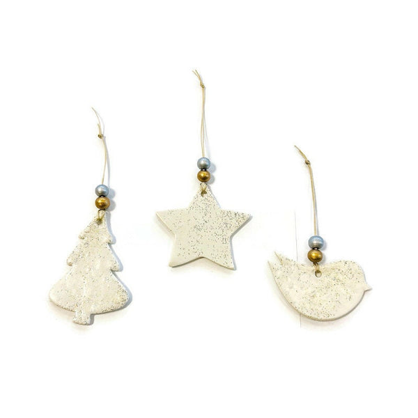 Minimalist Star Ornament Handmade with Clay & Sparkles