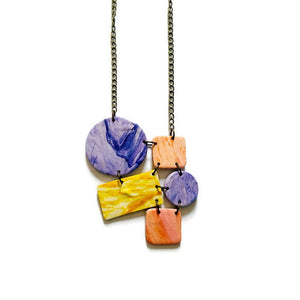 Geometric Statement Necklace with Pastel Aesthetic