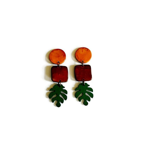 Rustic Tri Tone Statement Earrings for Fall