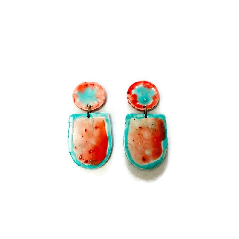 Painted Watercolor Clip On Earrings Handmade