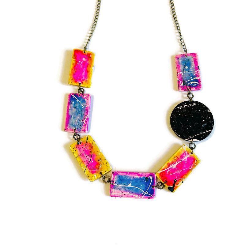 Abstract Rectangle Earrings Post or Clip On