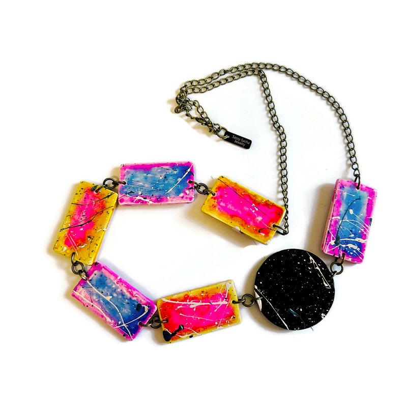 Abstract Rectangle Earrings Post or Clip On