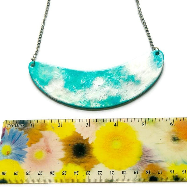 Turquoise and Silver Statement Necklace Handmade