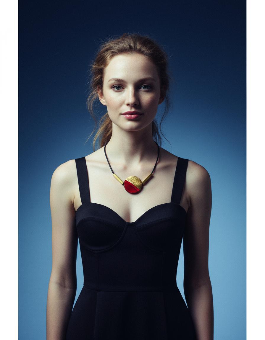 Modern Maximalist Necklace with Clay Bead & Brass Bars