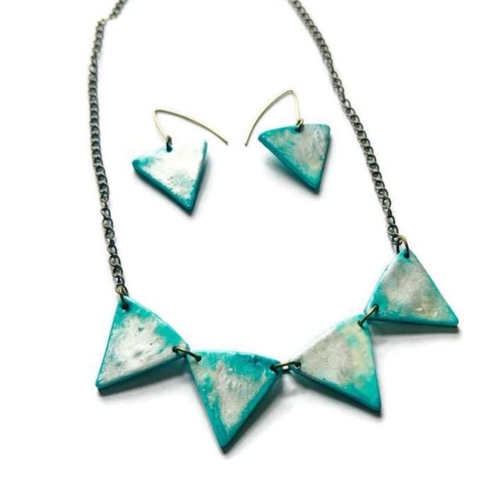 Minimalist Triangle Bead Necklace Handmade